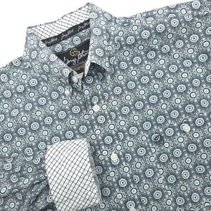 Wrangler George Strait Collection Men's L Blue Geometric AOP Button Down‎ Shirt